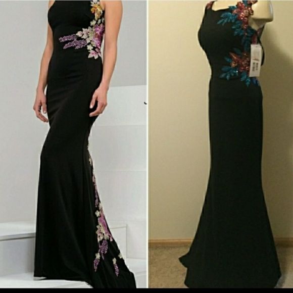 Jovani Multi Floral Fitted Long Gown